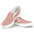 Rose Gold (NOT Real) Glitter Print White Slip On Sneakers