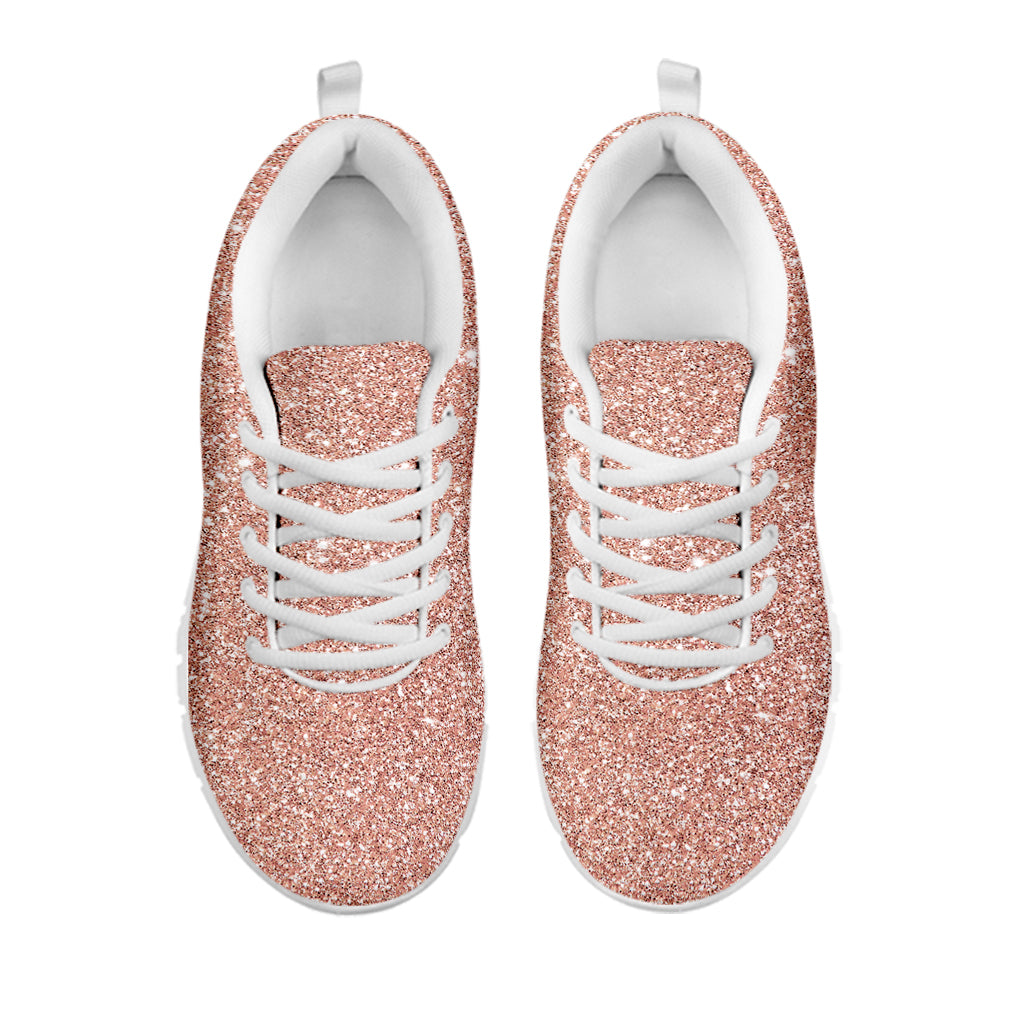 Rose Gold Glitter Texture Print White Sneakers