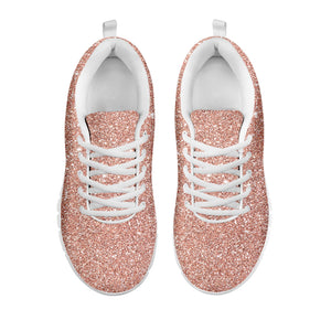 Rose Gold Glitter Texture Print White Sneakers