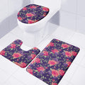 Rose Pansy Floral Flower Pattern Print 3 Piece Bath Mat Set