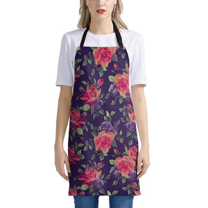 Rose Pansy Floral Flower Pattern Print Apron