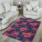Rose Pansy Floral Flower Pattern Print Area Rug GearFrost
