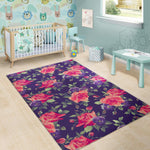 Rose Pansy Floral Flower Pattern Print Area Rug GearFrost