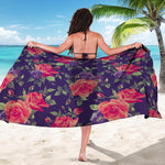 Rose Pansy Floral Flower Pattern Print Beach Sarong Wrap