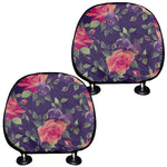 Rose Pansy Floral Flower Pattern Print Car Headrest Covers