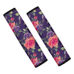 Rose Pansy Floral Flower Pattern Print Car Seat Belt Covers