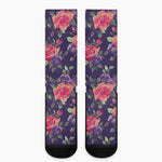 Rose Pansy Floral Flower Pattern Print Crew Socks