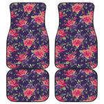 Rose Pansy Floral Flower Pattern Print Front and Back Car Floor Mats