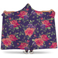 Rose Pansy Floral Flower Pattern Print Hooded Blanket