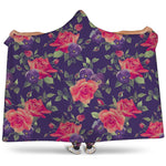 Rose Pansy Floral Flower Pattern Print Hooded Blanket