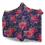 Rose Pansy Floral Flower Pattern Print Hooded Blanket
