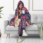 Rose Pansy Floral Flower Pattern Print Hooded Blanket