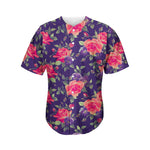 Rose Pansy Floral Flower Pattern Print Men's Baseball Jersey