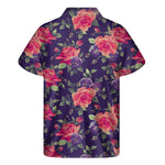 Rose Pansy Floral Flower Pattern Print Men's Short Sleeve Shirt