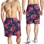 Rose Pansy Floral Flower Pattern Print Men's Shorts