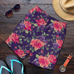 Rose Pansy Floral Flower Pattern Print Men's Shorts