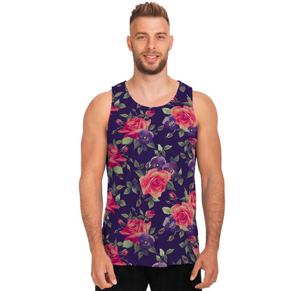 Rose Pansy Floral Flower Pattern Print Men's Tank Top
