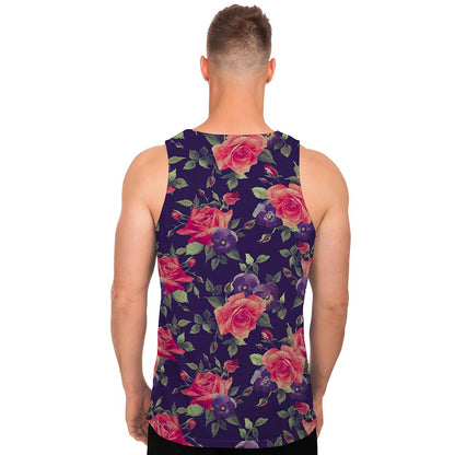Rose Pansy Floral Flower Pattern Print Men's Tank Top