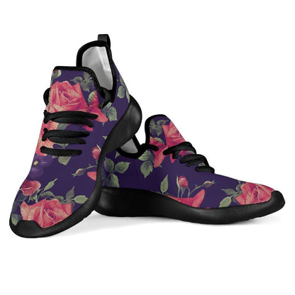 Rose Pansy Floral Flower Pattern Print Mesh Knit Shoes GearFrost