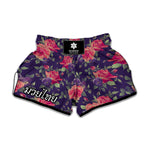 Rose Pansy Floral Flower Pattern Print Muay Thai Boxing Shorts