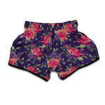 Rose Pansy Floral Flower Pattern Print Muay Thai Boxing Shorts