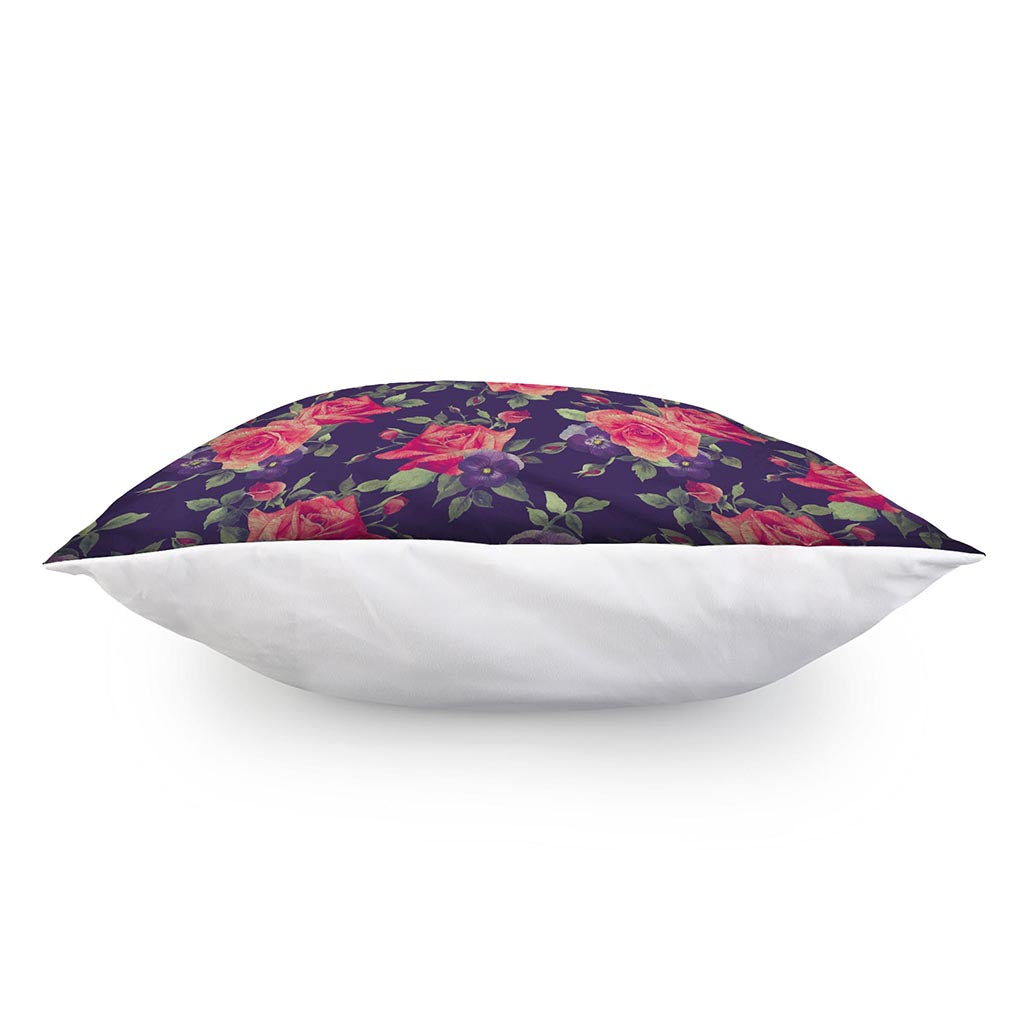 Rose Pansy Floral Flower Pattern Print Pillow Cover