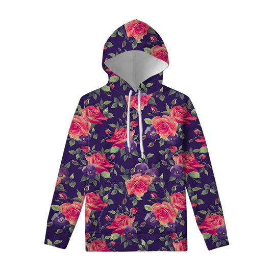 Rose Pansy Floral Flower Pattern Print Pullover Hoodie