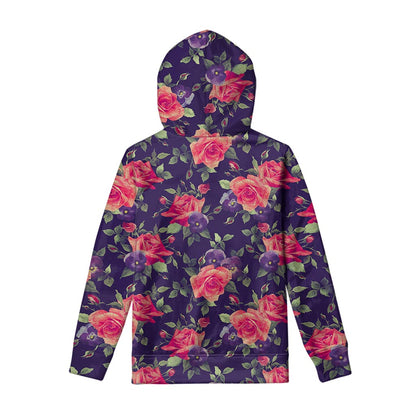 Rose Pansy Floral Flower Pattern Print Pullover Hoodie