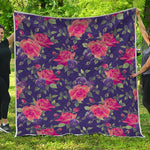 Rose Pansy Floral Flower Pattern Print Quilt