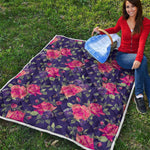 Rose Pansy Floral Flower Pattern Print Quilt