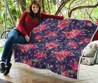 Rose Pansy Floral Flower Pattern Print Quilt