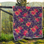 Rose Pansy Floral Flower Pattern Print Quilt