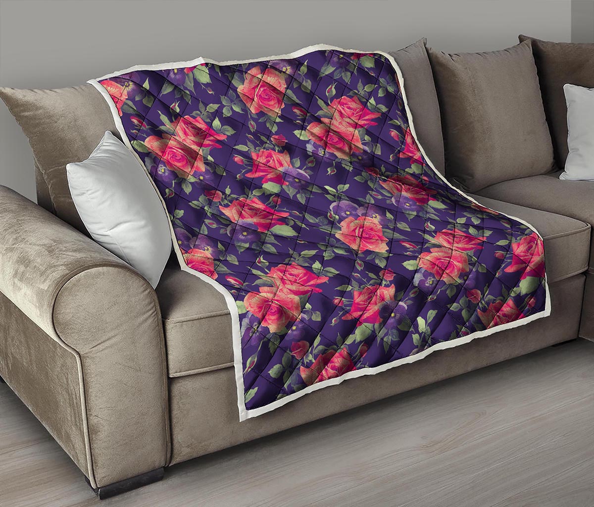 Rose Pansy Floral Flower Pattern Print Quilt