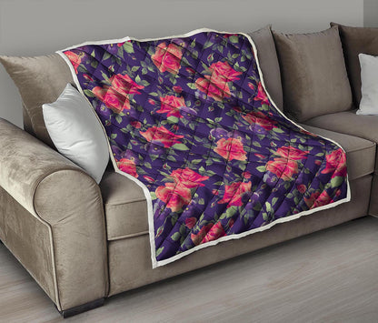 Rose Pansy Floral Flower Pattern Print Quilt