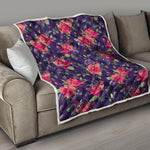 Rose Pansy Floral Flower Pattern Print Quilt