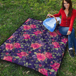 Rose Pansy Floral Flower Pattern Print Quilt