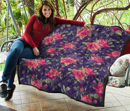 Rose Pansy Floral Flower Pattern Print Quilt