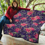 Rose Pansy Floral Flower Pattern Print Quilt