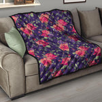 Rose Pansy Floral Flower Pattern Print Quilt