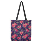 Rose Pansy Floral Flower Pattern Print Tote Bag