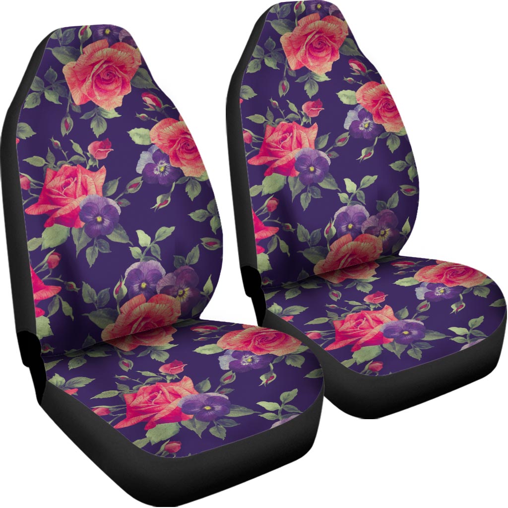 Rose Pansy Floral Flower Pattern Print Universal Fit Car Seat Covers