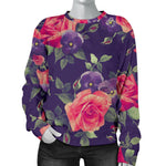 Rose Pansy Floral Flower Pattern Print Women's Crewneck Sweatshirt GearFrost