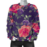 Rose Pansy Floral Flower Pattern Print Women's Crewneck Sweatshirt GearFrost