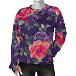 Rose Pansy Floral Flower Pattern Print Women's Crewneck Sweatshirt GearFrost