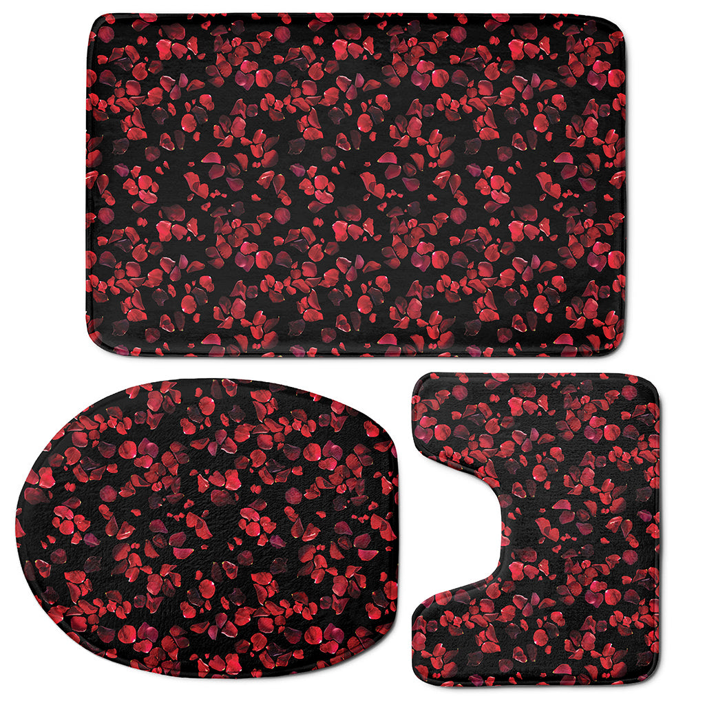Rose Petals Pattern Print 3 Piece Bath Mat Set