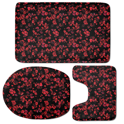 Rose Petals Pattern Print 3 Piece Bath Mat Set