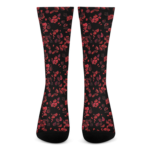 Rose Petals Pattern Print Crew Socks