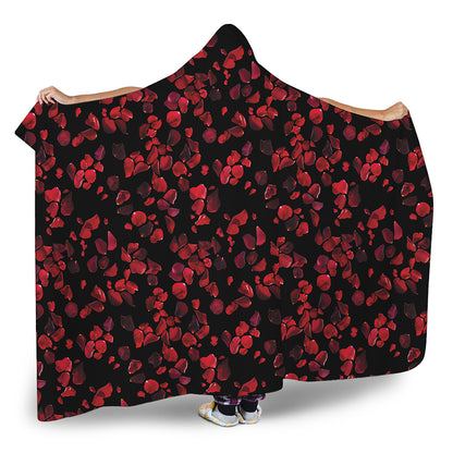 Rose Petals Pattern Print Hooded Blanket