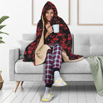 Rose Petals Pattern Print Hooded Blanket