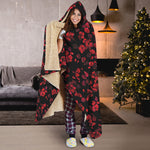 Rose Petals Pattern Print Hooded Blanket